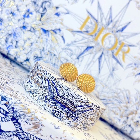 DIOR “Golden Pollen” Gold Plated Pierced Earrings Jewelry by Christian Dior - Picture 4 of 14